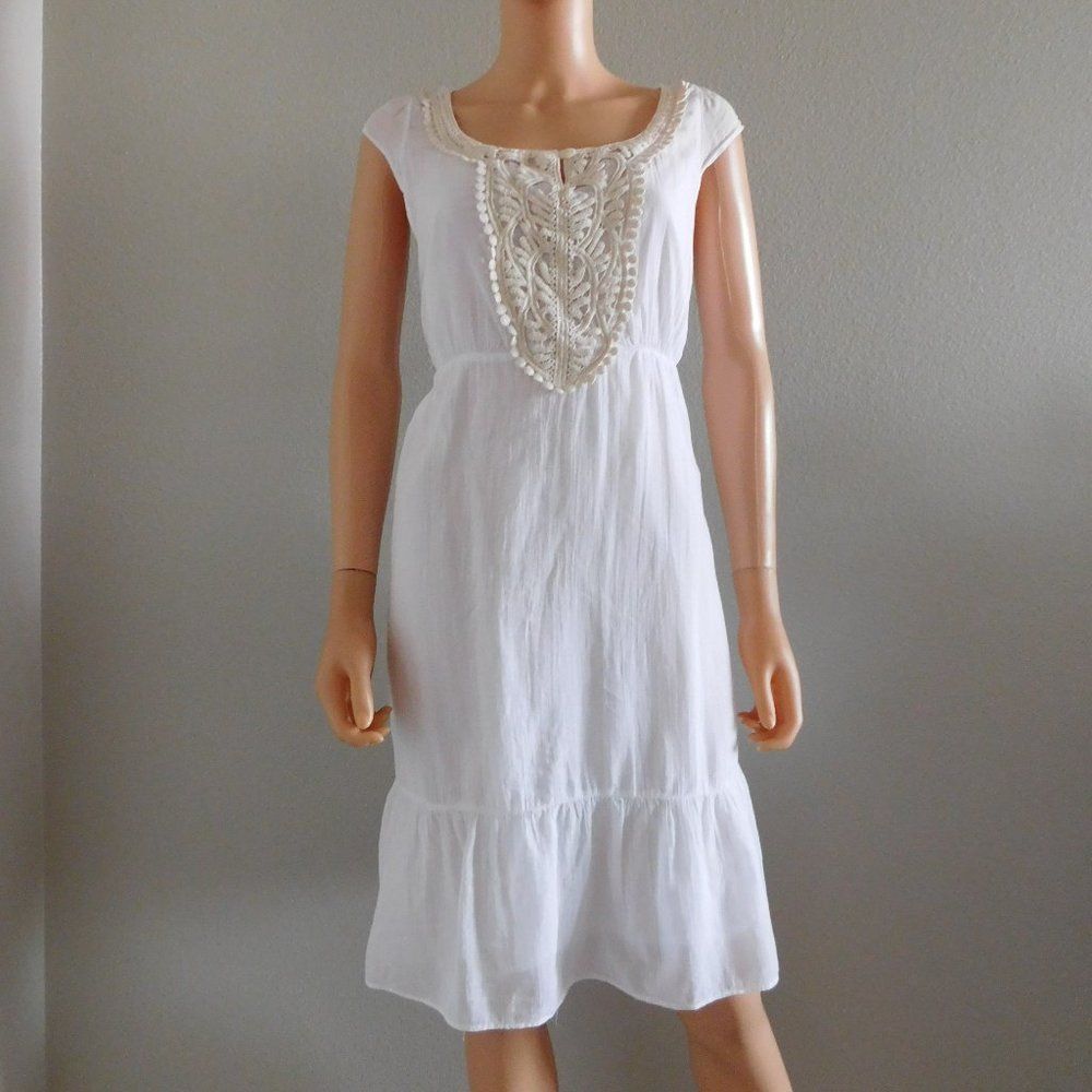 SONOMA White Peasant Country Dress with Lace L XL
